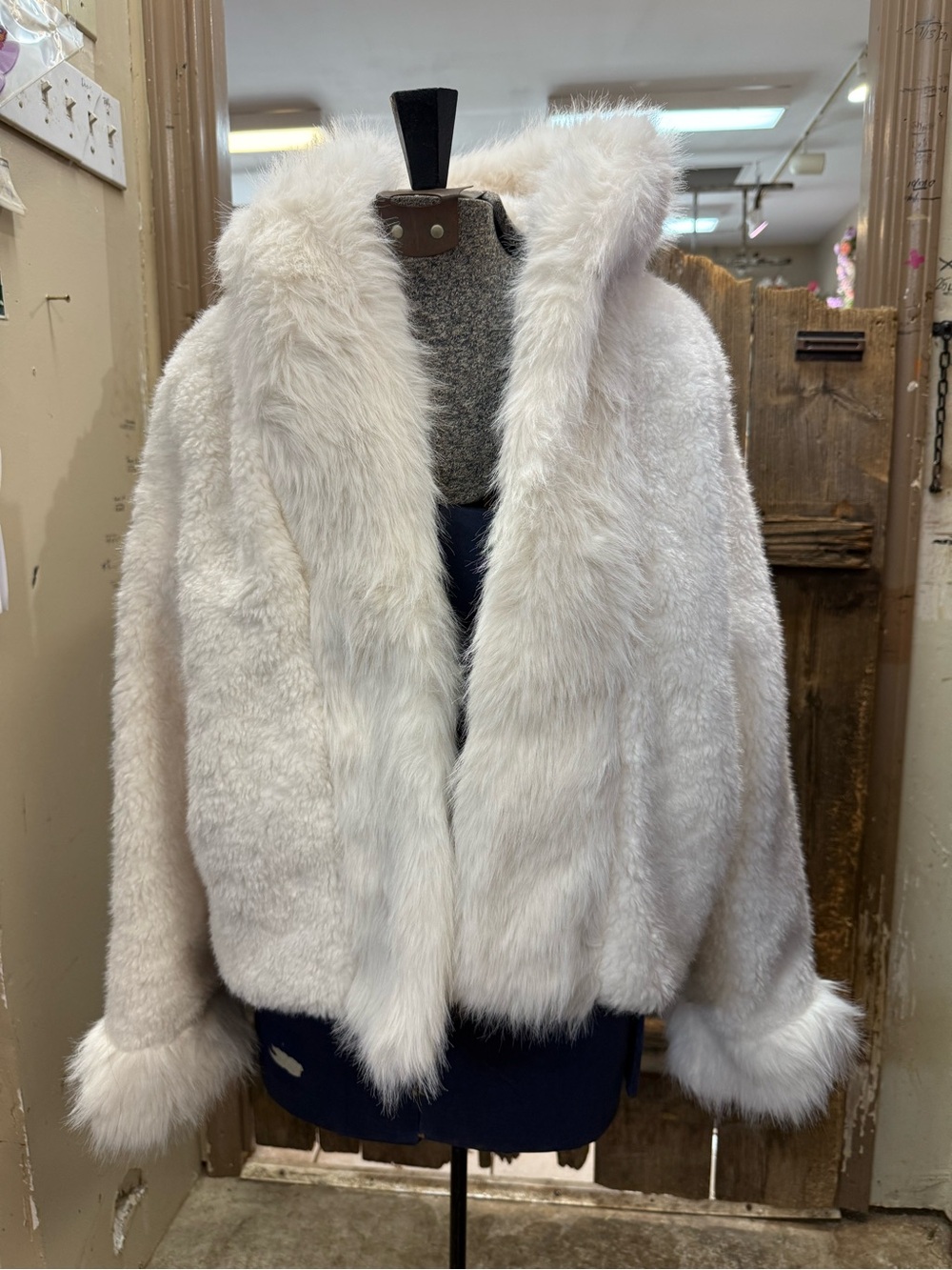 Women's White Faux Fur Hooded Ski Jacket